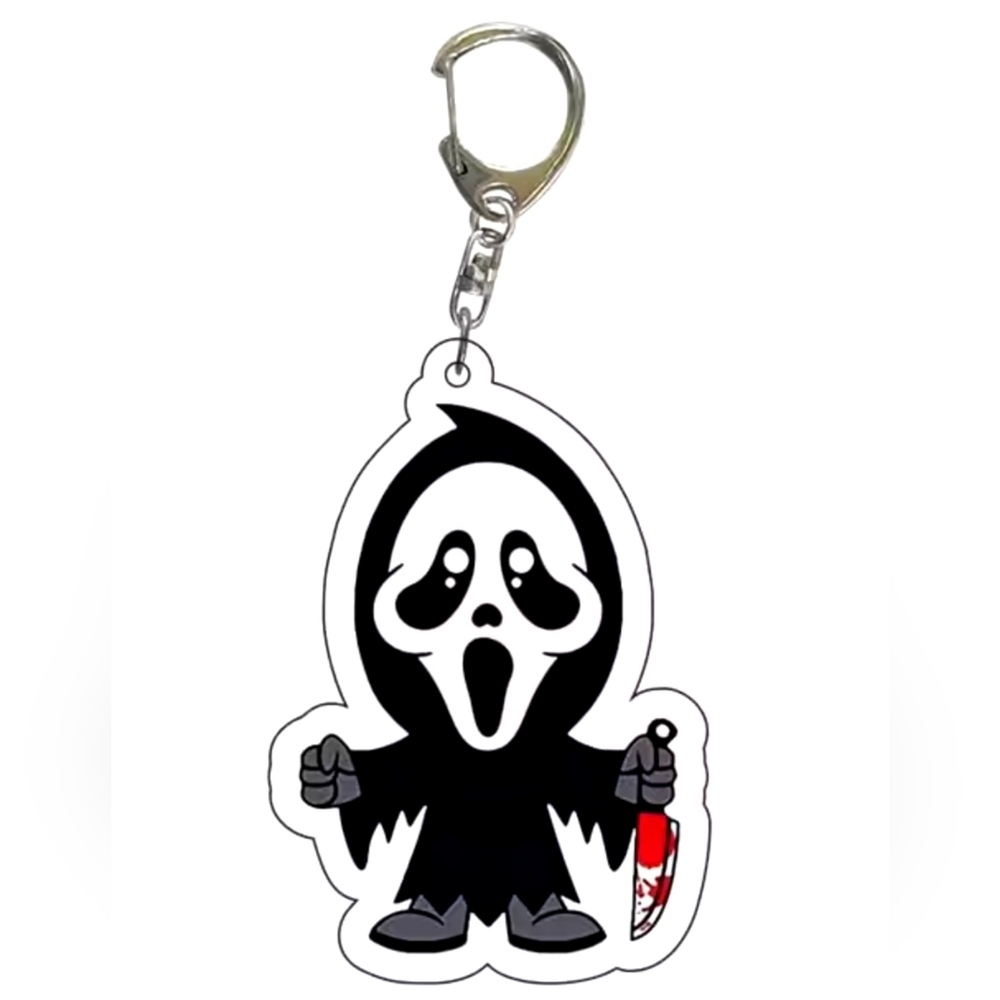 Scream keychain, Halloween keyring, scary movie pendant, Scream charm,